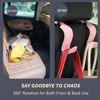 Picture of Amooca Car Seat Headrest Hook Universal Vehicle Storage Hanger Leather with Metal Car Seat Back Organizer for Handbag Purse Coat Pink 2 Pack