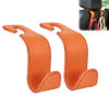 Picture of Amooca Car Seat Headrest Hook Universal Vehicle Storage Hanger Leather with Metal Car Seat Back Organizer for Handbag Purse Coat Orange 2 Pack