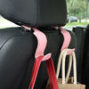 Picture of Amooca Car Seat Headrest Hook Universal Vehicle Storage Hanger Leather with Metal Car Seat Back Organizer for Handbag Purse Coat Pink 4 Pack