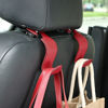Picture of Amooca Car Seat Headrest Hook Universal Vehicle Storage Hanger Leather with Metal Car Seat Back Organizer for Handbag Purse Coat Wine 2 Pack