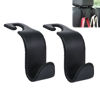 Picture of Amooca Car Seat Headrest Hook Universal Vehicle Storage Hanger Leather with Metal Car Seat Back Organizer for Handbag Purse Coat Black 2 Pack
