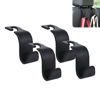 Picture of Amooca Car Seat Headrest Hook Universal Vehicle Storage Hanger Leather with Metal Car Seat Back Organizer for Handbag Purse Coat Black 4 Pack