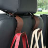 Picture of Amooca Car Seat Headrest Hook Universal Vehicle Storage Hanger Leather with Metal Car Seat Back Organizer for Handbag Purse Coat Brown 4 Pack