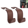 Picture of Amooca Car Seat Headrest Hook Universal Vehicle Storage Hanger Leather with Metal Car Seat Back Organizer for Handbag Purse Coat Brown 2 Pack