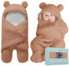 Picture of BlueMello Baby Swaddle Blanket | Ultra-Soft Plush Essential for Infants 0-6 Months | Receiving Swaddling Wrap Brown | Ideal Newborn Registry and Toddler Boy Accessories | Perfect Baby Girl Shower Gift