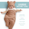Picture of BlueMello Baby Swaddle Blanket | Ultra-Soft Plush Essential for Infants 0-6 Months | Receiving Swaddling Wrap Brown | Ideal Newborn Registry and Toddler Boy Accessories | Perfect Baby Girl Shower Gift