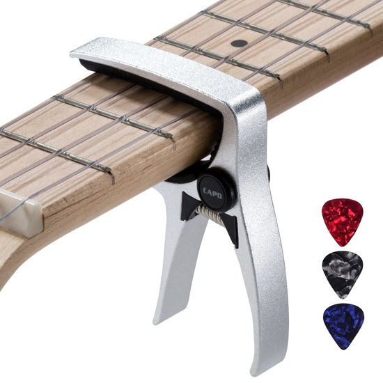 Picture of ENO MUSIC Ukulele Capo for 4 String Guitar and Mandolin, Mini Size Professional Ukulele Capo (silver)