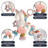 Picture of Itzy Ritzy Link & Love Toy for Stroller or Car Seat; Features Textured Ribbons, Crinkle Sounds, Clinking Rings & Silicone Teether; Designed For Ages 0 Months and Up (Unicorn)