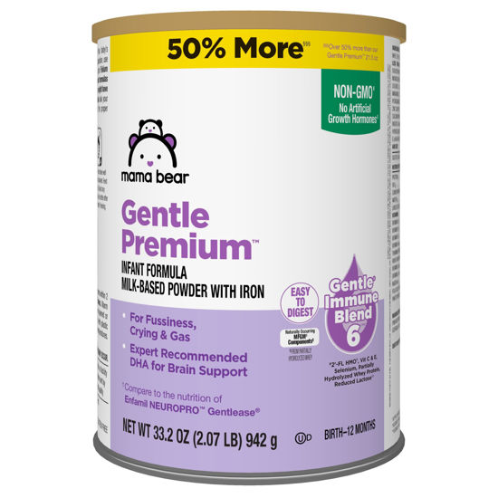 Picture of Amazon Brand - Mama Bear Gentle Premium Baby Formula Powder, DHA for Brain Support, Immune Blend 6, 2'FL HMO, For Fusiness, Crying & Gas, 2.07 Pound (Pack of 1)