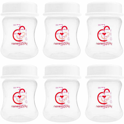 Picture of Nenesupply 4.7oz Wide Neck Breast Pump Bottles Use as for Pumping with Spectra S1 S2 Pumps. Pump. Breastmilk Storage and Collection (Pack of 6)