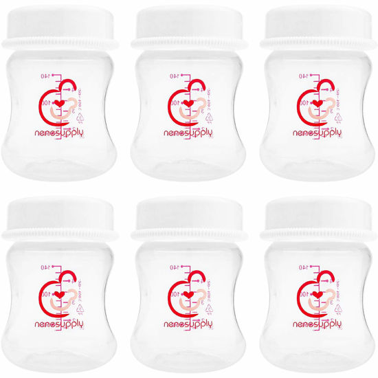 Picture of Nenesupply 4.7oz Wide Neck Breast Pump Bottles Use as for Pumping with Spectra S1 S2 Pumps. Pump. Breastmilk Storage and Collection (Pack of 6)