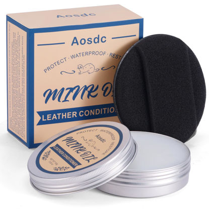 Picture of Aosdc Mink Oil Leather Conditioner Cleaner for Leather Boots, Mink Oil Kit 3.52 Oz with Sponge, All-Natural Waterproof Soften and Restore Shoes, Jackets, Hats, Baseball Gloves, Saddles and Harnesses