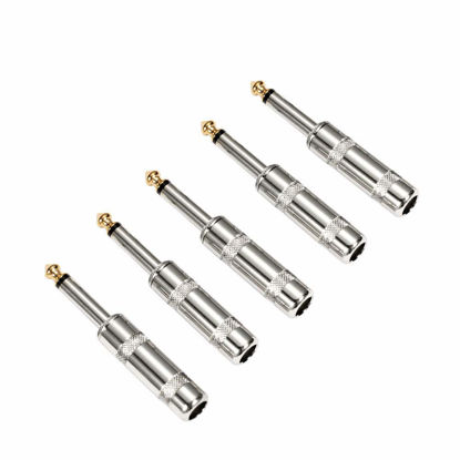 Picture of HSP-HSWITI Audio 1/4" TS Plug, 6.35mm Heavy Duty TS Mono Male Solder Jack Connector for Speaker/Guitar/Microphone Cables -5 Pack