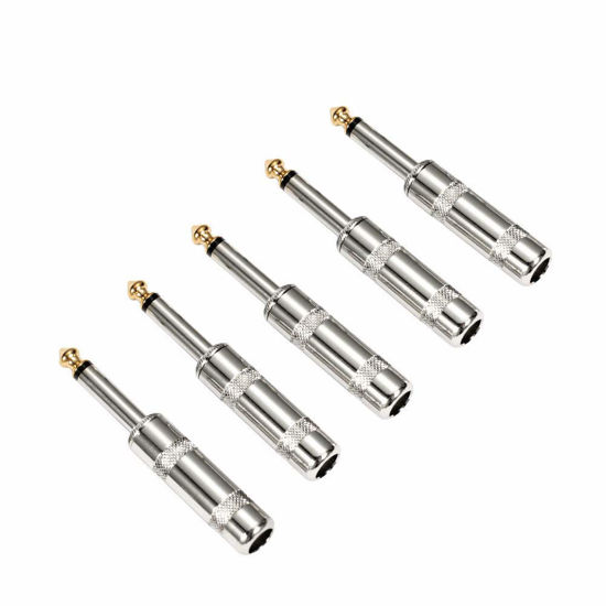 Picture of HSP-HSWITI Audio 1/4" TS Plug, 6.35mm Heavy Duty TS Mono Male Solder Jack Connector for Speaker/Guitar/Microphone Cables -5 Pack