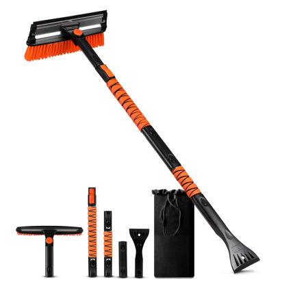 Picture of EcoNour 47" Extendable Snow Brush and Ice Scraper with 270° Pivoting Squeegee | Aluminum Handle | Telescopic Snow Brush for Car and SUV Windshield, Roof & Windows | Winter Car Accessories