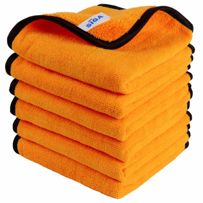 Picture of MR.SIGA Professional Premium Microfiber Towels for Household Cleaning, Dual-Sided Car Washing and Detailing Towels, Gold, 15.7 x 23.6 inch, 6 Pack