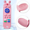 Picture of Kaodezhu TV Remote Control Shape Baby Teething Toys and Phone Shape Teether Toys for Babies 6-12 Months, Soft Flexible Silicone Chew Toys for Baby - Black Pink