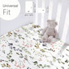 Picture of GRSSDER Stretchy Ultra Soft Jersey Knit Fitted Crib Sheets Set 2 Pack, Cozy Crib Sheet Fits All Standard Crib Mattress Pads, Stylish Watercolor Rose and Flora