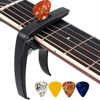 Picture of Guitar Capo, 3in1 Zinc Metal Capo for Acoustic and Electric Guitars (with Pick Holder and 4Picks),Ukulele,Mandolin,Banjo,Guitar Accessories (Black)