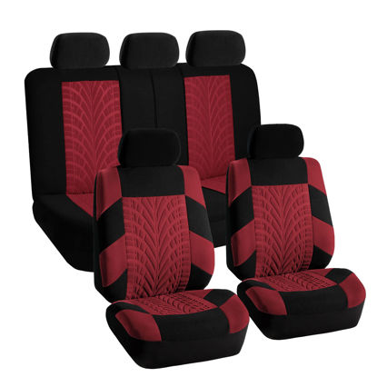 Picture of FH Group Car Seat Covers Full Set Premium Cloth - Universal Fit,Automotive SeatCover,Low Back Front SeatCover,Airbag Compatible,Split Bench Rear Seat,Washable SeatCover for SUV,Sedan Burgundy