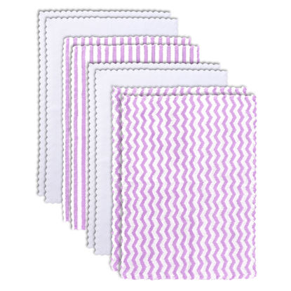Picture of 8 Pack Super Soft Baby Burp Cloths, Baby Washcloths, Ultra Absorbent Large Newborn Burping Cloth for Boy and Girl, Milk Spit Up Rags, Unisex for Baby Sensitive Skin, Purple and White, 16 × 12 Inch