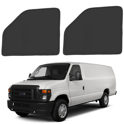 Picture of ULROLIT Front Side Window Sun Shade for 1992-2024 Fo-rd E-Series E-150 E-250 E-350 E-450 Van Motorhome, Foldable Window Sunshade Sun Visor Protector, Side Window Shades Sun Shield Blocks UV Rays Heat
