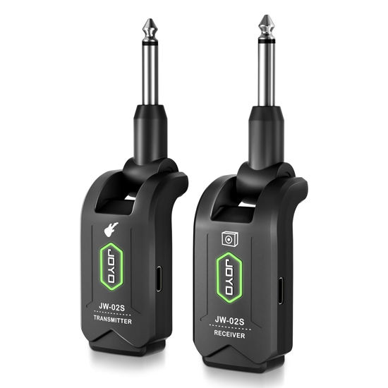 Picture of JOYO 5.8GHz Wireless Guitar System Wireless Guitar Transmitter Receiver Rechargeable Audio with 4 Siganl Channels for Electric Guitar Bass 20M (JW-02S)