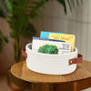 Picture of ABenkle Small Woven Basket, Mini Cotton Rope Storage Basket, Tiny White Easter Basket, Shelf Basket, Oval Decorative Toy Dog Cat Basket for Nursery, Empty Gift Basket, 9.4" x 5.9" x 3.9" XS