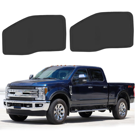 Picture of ULROLIT Front Side Window Sun Shade for 2017-2022 Fo-rd F250 F350 Super Duty Accessories 2Dr 4Dr Pickup, Foldable Window Sunshade Sun Visor Protector, Side Window Shades Sun Shield Blocks UV Rays Heat