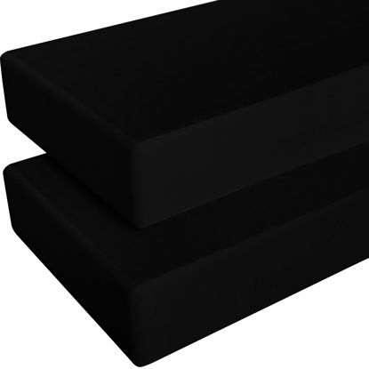 Picture of NTBAY 2 Pack 100% Brushed Microfiber Fitted Crib Sheet, Super Soft and Cozy 28x52 Crib Sheet for Standard Crib and Toddler Mattresses, Boys, Girls, Unisex, Black, 28x52 Inches