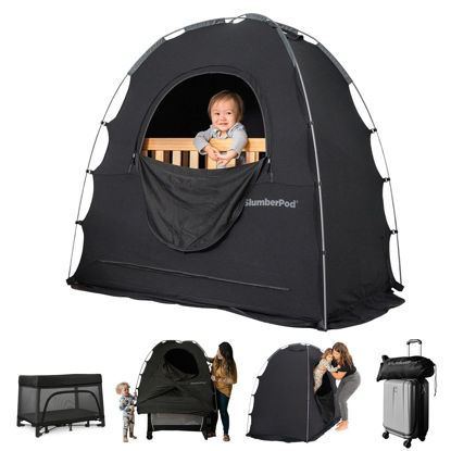 Picture of SlumberPod The Original Blackout Sleep Tent Travel Essential for Babies and Toddlers, Mini Crib and Pack N Play Cover, Sleep Pod for Kids with Monitor Pouch and Fan Pouch, Blocks 95%+ Light, Black