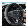 Picture of Leather Car Steering Wheel Cover, 15 Inch Colorful Rhinestones Elastic Auto Steering Wheel Protector, Bling Steering Wheel Cover for Women Men, Car Accessories for Cars, Vehicles, SUVs (Gray)