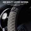 Picture of Leather Car Steering Wheel Cover, 15 Inch Colorful Rhinestones Elastic Auto Steering Wheel Protector, Bling Steering Wheel Cover for Women Men, Car Accessories for Cars, Vehicles, SUVs (Gray)