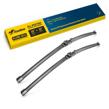 Picture of Silicone Wiper Blades,24" & 24" Windshield Wiper Replacement for Mercedes-Benz W207 W212 E350 E400 E550 E63 AMG W204 Class C250 C300 C350 C63 AMG W218 C218 CLS550 CLS63 AMG Waterproof Wiper Blades