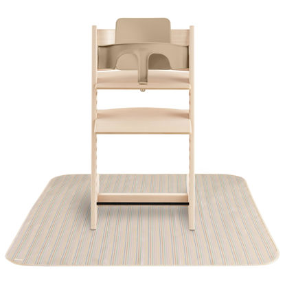 Picture of mushie Baby Splat Mat 42.5x42.5 Inch (Retro Stripes) | Water Resistant for Under High Chair and Infant Play
