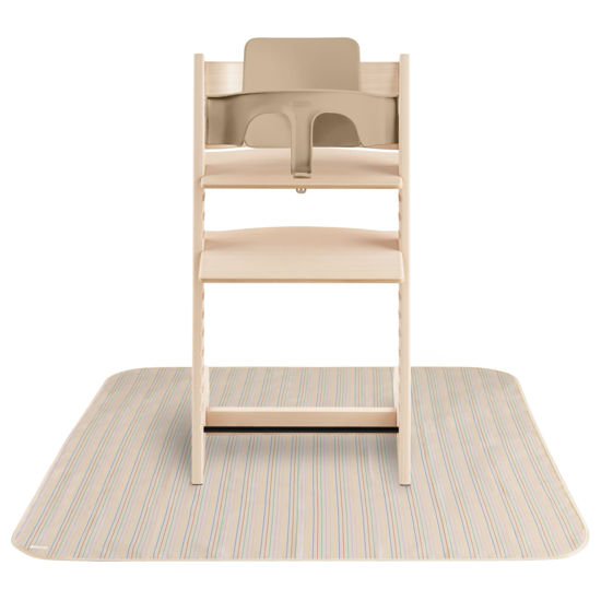 Picture of mushie Baby Splat Mat 42.5x42.5 Inch (Retro Stripes) | Water Resistant for Under High Chair and Infant Play