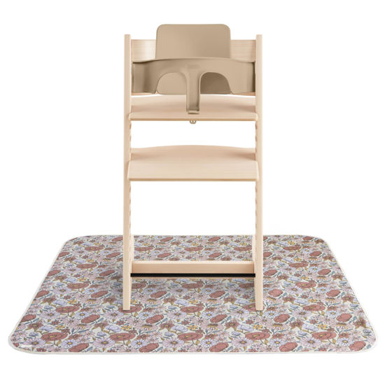 Picture of mushie Baby Splat Mat 42.5x42.5 Inch (Retro Flowers) | Water Resistant for Under High Chair and Infant Play