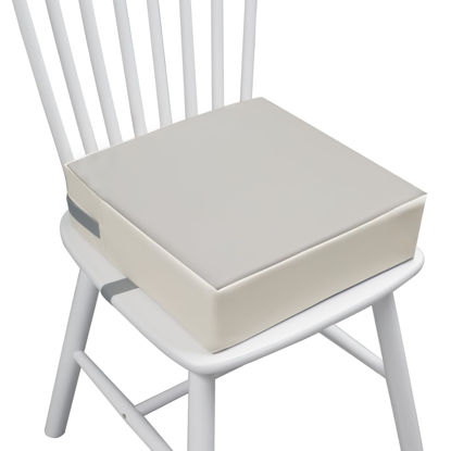 Picture of Eiury Toddler Dining Table Booster seat, PU Washable Waterproof Double seat Belt Non-Slip Bottom Booster seat for Dining Toddler, Portable Travel Increase Cushion Gery+White