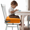 Picture of Eiury Toddler Booster Seat for Dining Table, 2 Elastic Seat Belts, Anti Scratch PU Skin-Friendly, Waterproof, Anti-Wrinkle, Detachable Non-Slip Bottom - Orange