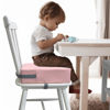 Picture of Eiury Toddler Booster Seat for Dining Table, 2 Elastic Seat Belts, Anti Scratch PU Skin-Friendly, Waterproof, Anti-Wrinkle, Detachable Non-Slip Bottom - Pink