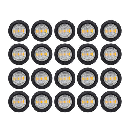 Picture of TMH (Pack of 20 3/4 Inch Mount Clear Lens Amber LED Clearance Bullet Marker Lights, Side LED Marker Lights for Trailer Truck RV Car Bus Van