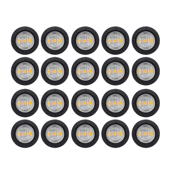 Picture of TMH (Pack of 20 3/4 Inch Mount Clear Lens Amber LED Clearance Bullet Marker Lights, Side LED Marker Lights for Trailer Truck RV Car Bus Van