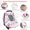 Picture of Floral Baby Carseat Cover Girls, Pea Pod Infant Car Seat Covers Canopy for Newborn with 2 Layers Windows of Breathable Mesh/Fabric, Lightweight Polyester/Minky Dot Backing, Snug Fit Most Baby Car Seat