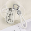 Picture of PIFOOG Key Fob Cover for Chevy Keychain Bling White Silver TPU 5 Button Car Keys Case Shell Protector for Chevrolet Equinox Traverse Blazer Trailblazer Malibu Camaro Spark Women Girly
