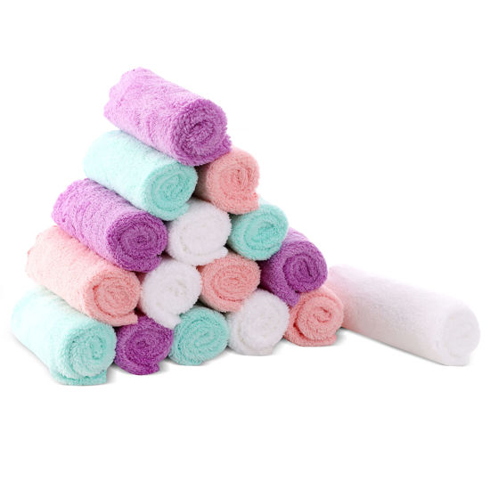 Picture of Cute Castle Ultra-Soft Baby Washcloths, 16 Pack - 9" by 9", Gentle on Sensitive Skin for Face and Body, Plush, Super Absorbent Wash Clothes for Girls and Boys, White+Pink+Purple+Frozen Blue