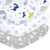 Picture of Plushii Crib Sheets for Baby Boys 3 Pack, 28"x 52" Extra Soft Microfiber Crib Sheet Set for Baby Crib Mattress Sheet & Toddler Mattress Pad, Dinosaur & Elephant & Stars
