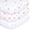 Picture of Plushii Crib Sheets for Baby Girls 3 Pack, 28"x 52" Extra Soft Microfiber Crib Sheet Set for Baby Crib Mattress Sheet & Toddler Mattress Pad, Rainbow & Elephant & Stars