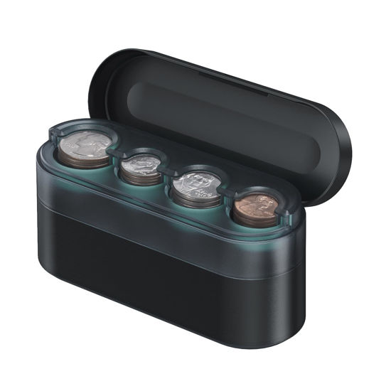Picture of HALOBLK Larger-Capacity Coin Holder for Car Change Holder Organizer, Compatible with Most Car & Trucks, Black