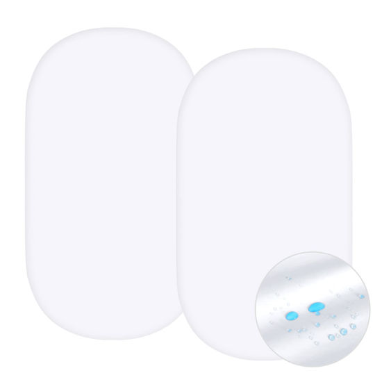 Picture of Waterproof Bassinet Sheets Fit for Hourglass, Oval Bassinet Mattress, 100% Cotton Bassinet Sheet for Standard Bassinet Mattress, 2 Pack, Ultra Soft Bassinet Sheet for Baby, White
