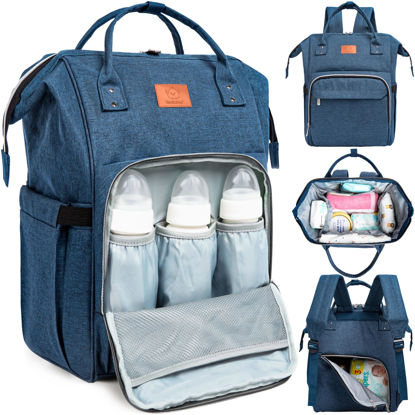 Picture of KeaBabies Baby Diaper Bag Backpack - Baby Bag for Boys, Girls, Waterproof Multi Function Baby Backpack, Large Diaper Bags for Baby Girl, Baby Boy, Travel Diaper Bag with Changing Pad(Navy Blue)